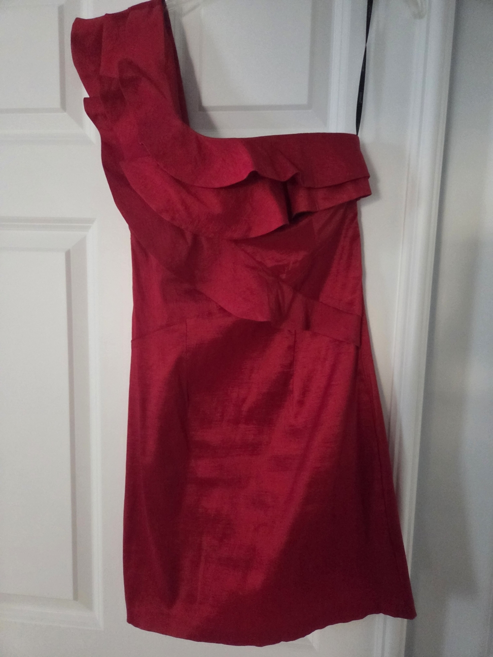 Papaya One-Shoulder Ruffle Red Cocktail Dress